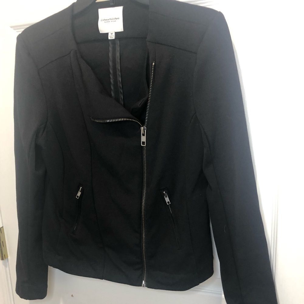 Catherine Malandrino Runway Style black zip front long sleeve jacket size medium - Picture 2 of 8